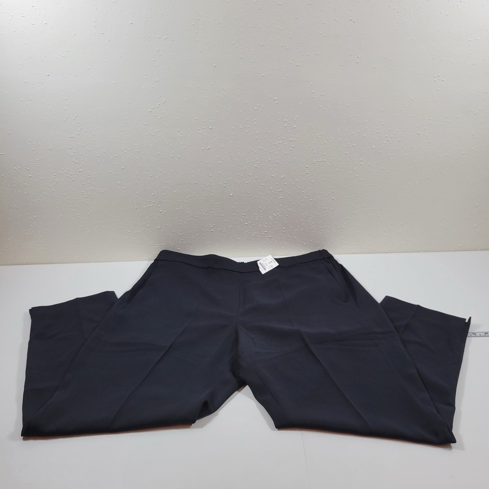 NWT J.Crew Jamie Pant Women 16 Black Straight Leg Elastic Back Slit Hem Trousers